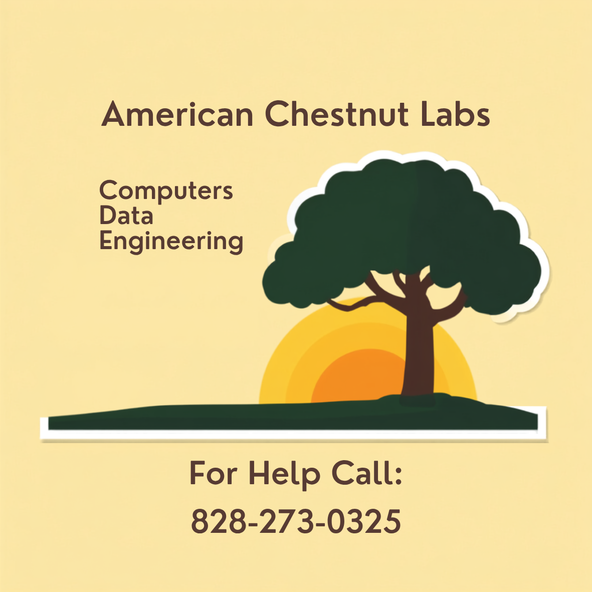 American Chestnut Labs vinyl sticker — Computers · Data · Engineering · 828-273-0325